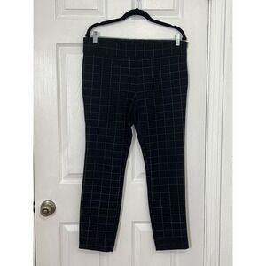 Ann Taylor Womens Black Plaid Checkered Stretch Dress Pants Sz L Workwear Preppy